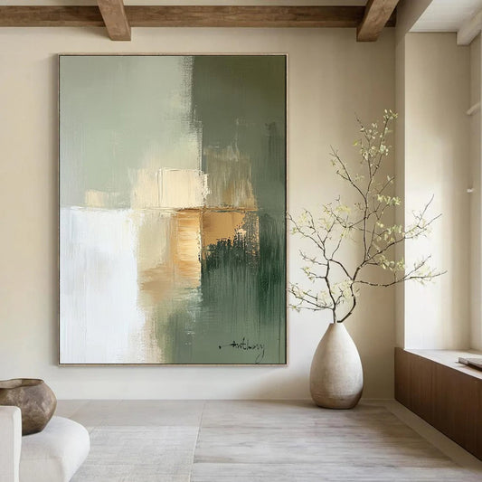 “Muted Tones Abstract Blocks” – Minimalist Acrylic Composition CT2081