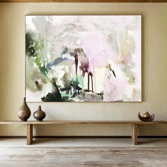 “Pastel Abstract Fusion” Soft - Hued Abstract Painting On Canvas DLZ111