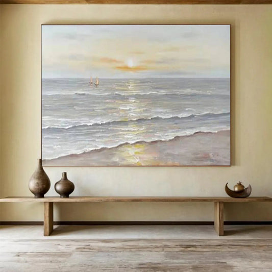 Serene Sea Sunset - Impressionist Seascape Painting On Canvas DLZ249