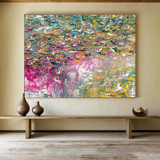Colorful Textured Chaos - Multicolored Abstract Painting On Canvas DKH920