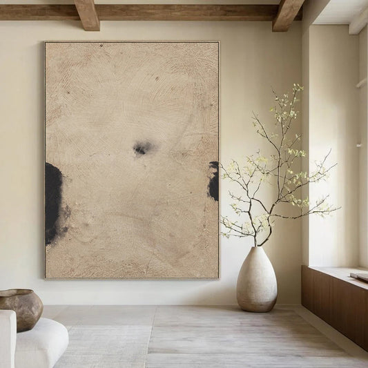 Ethereal Beige and Black Abstract - Abstract Painting On Canvas DKH1421