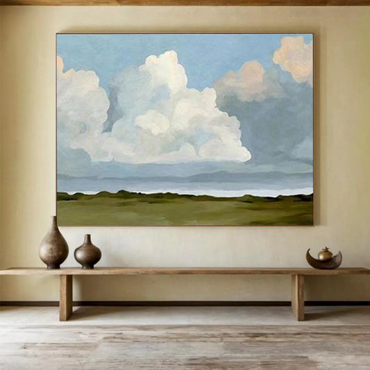 “Serene Cloudscape” Abstract Landscape Painting On Canvas DKH405