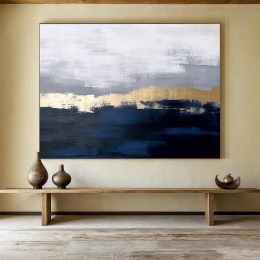 “Neutral Tones Abstract Horizon” - Minimalist Landscape Painting On Canvas DKH784