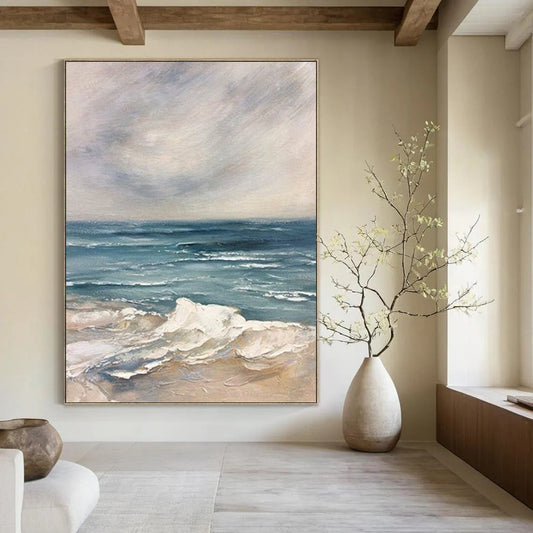 “Serene Seaside View” - Impressionist Landscape Painting On Canvas DTP048