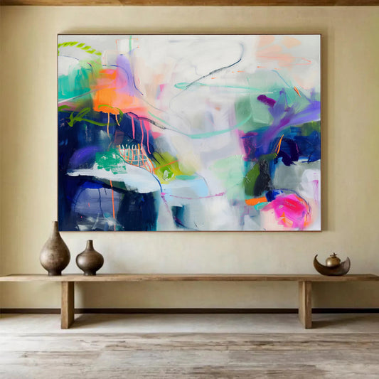 “Colorful Abstract Tangle” Abstract Acrylic Painting On Canvas DKH496