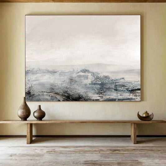 “Misty Monochrome Landscape” Abstract Landscape Painting On Canvas DLZ136
