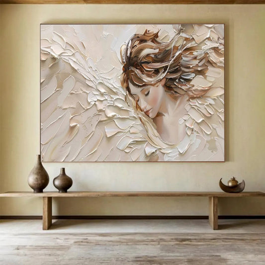 “Textured Angelic Figure” Impasto Portrait Painting On Canvas DKH454