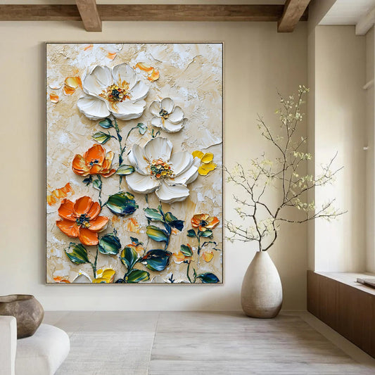 “3D Floral Burst” – Impasto Flower Oil Art CT2068