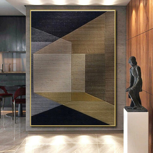 “Brown - Gray Geometric Collage”,Abstract Geometric Style CT0677