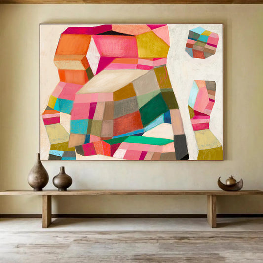 Colorful Geometric Shapes - Bold Forms and Vibrant Hues Painting On Canvas DKH070
