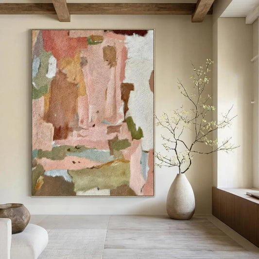 Pink & Earth - Tone Abstract Blocks - Minimalist Geometric Abstract Painting On Canvas CT2285