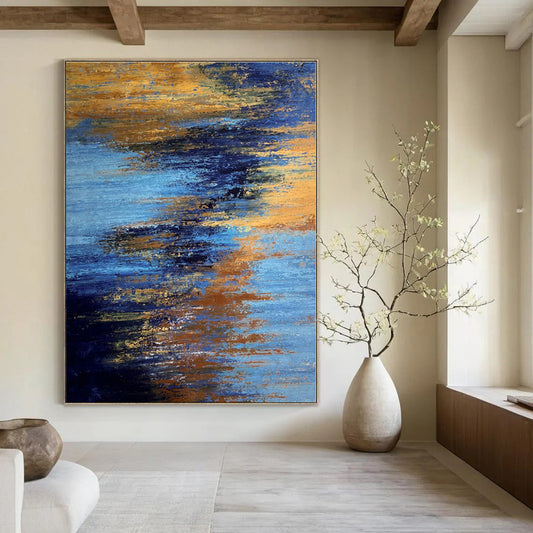 Blue - Gold Fusion - Abstract Landscape Oil Painting CT1234