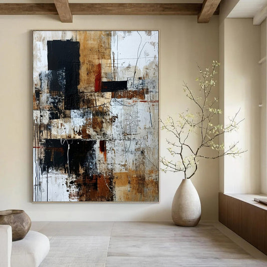 Earth - Toned Abstract Chaos - Abstract Painting On Canvas DKH1330