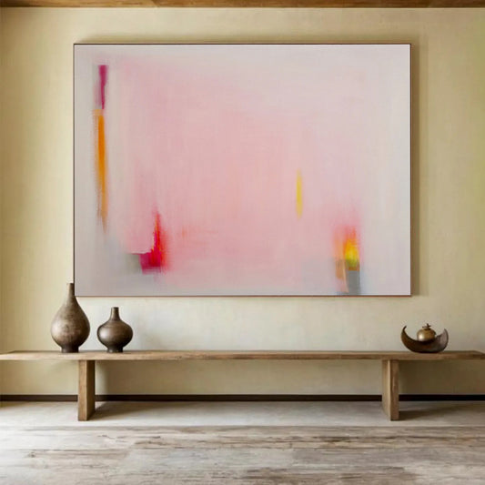 Minimalist Pink Abstract - Subtle Color Accents and Calm Composition Painting On Canvas DKH057