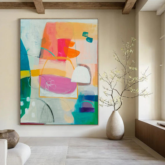 Bright Colors, Geometric Shapes - "Playful Geometry" - Abstract Acrylic Art CT1821