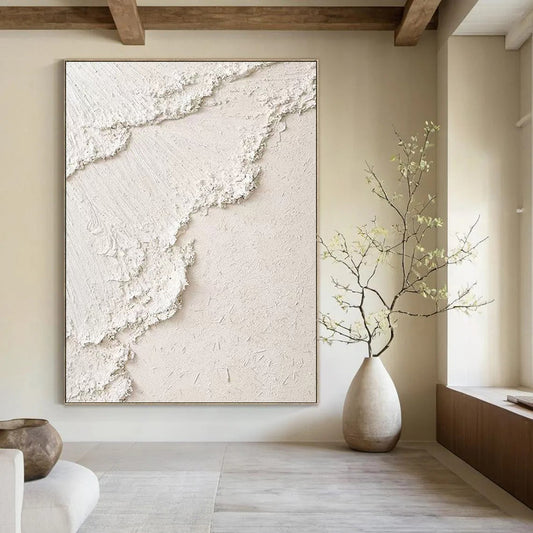 Minimalist White Textured Abstract - Abstract Painting On Canvas DKH1492