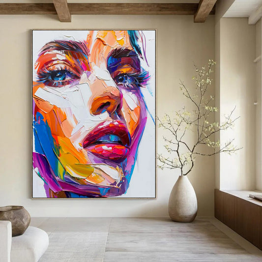 “Vivid Visage” - Abstract Impasto Portrait Art on Canvas CT1870