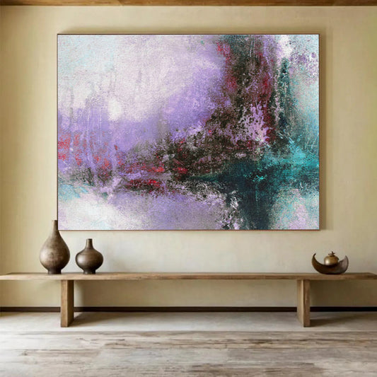“Purple - Hued Abstract Fantasy” Abstract Symbolist Painting On Canvas DKH380