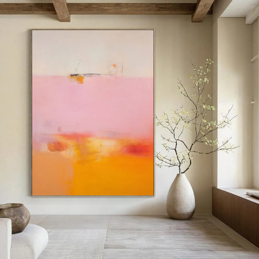 “Pink & Orange Subtle Abstract Field” Painting On Canvas DKH0992