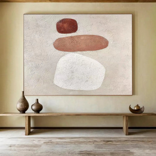 Minimalist Stone Forms - Textured Abstract Painting On Canvas DKH594