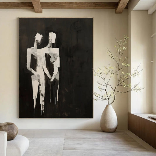 “Black and White Abstract Figures” - Cubist - Inspired Acrylic Art CT1934