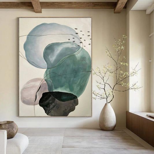 Soft Colorful Organic Shapes - Abstract Minimalist Watercolor On Canvas CT1326