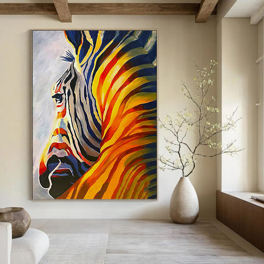 Vibrant Color - Blocked Zebra - Wildlife Painting On Canvas DKH1428