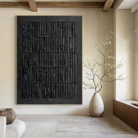 “Monochromatic Black Vertical Abstract” - Abstract Painting CT2364
