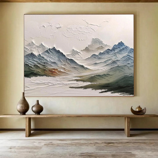 “Textured Mountain Range” Impasto Landscape Painting On Canvas DKH462