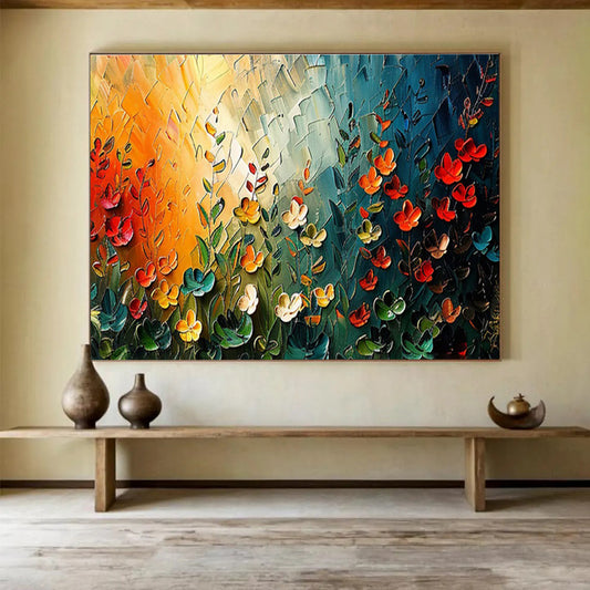 Colorful Floral Field Painting On Canvas DKH687