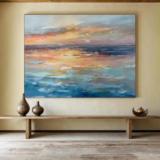 Colorful Sunset and Ocean “Dreamy Coastal Twilight” Painting On Canvas DKH119