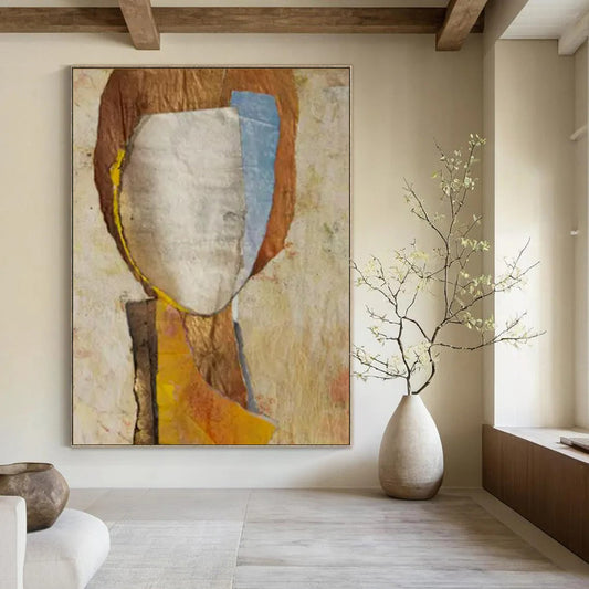 “Collage Portrait” - Mixed - media Abstract Portrait Painting On Canvas CT2221