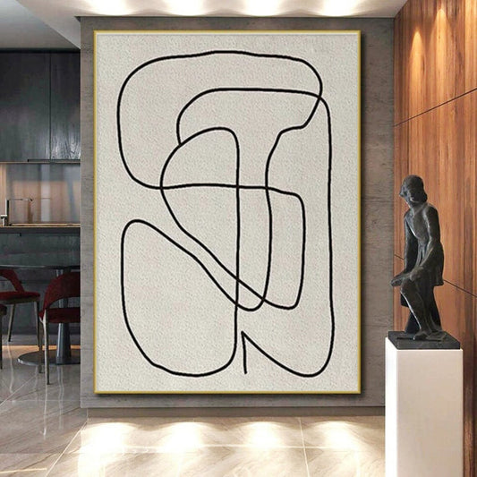 “Continuous Black Line Drawing”,Abstract Line Art Style CT0682