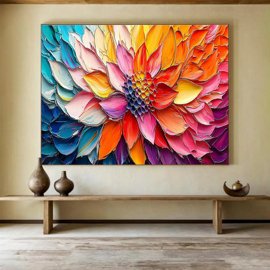 “Colorful Blossom - Vivid Multicolor Flower Painting On Canvas” DKH866