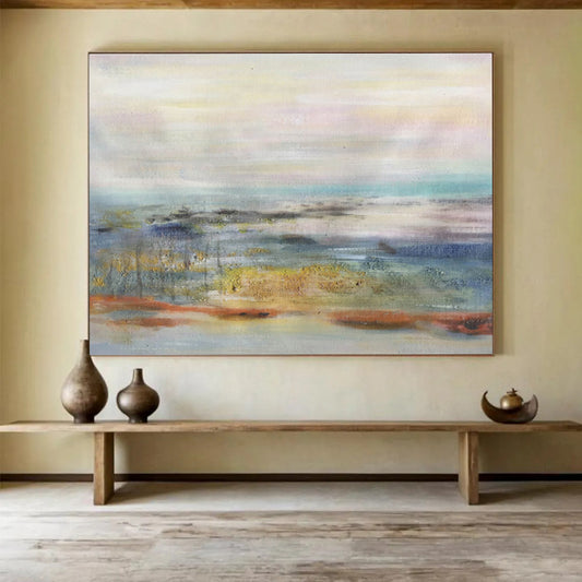 Pastel Toned Abstract Horizon Painting On Canvas DKH300