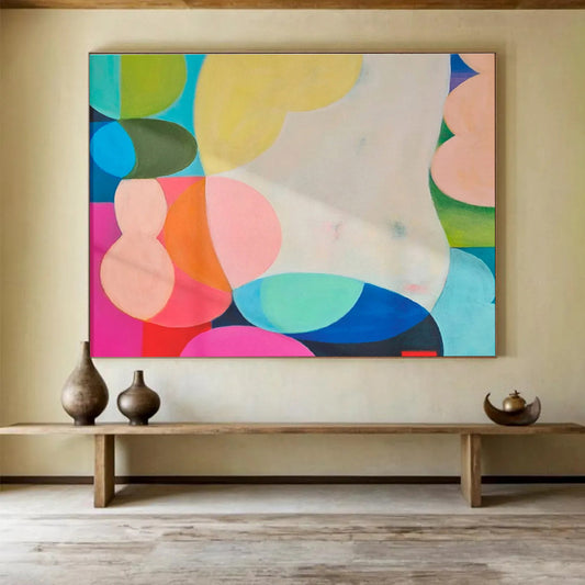 Colorful Geometric Abstract - Bold Shapes and Vibrant Hues Painting On Canvas DKH056