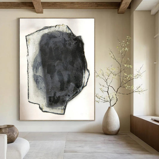“Gray & Black Abstraction” - Subtle Abstract Painting On Canvas CT2252