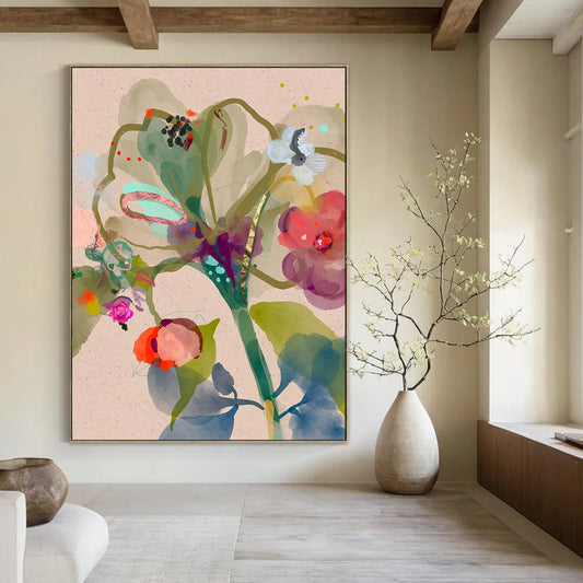 Colorful Flowers, Gold Accents - "Botanical Whimsy" - Watercolor & Ink Floral Art CT1817