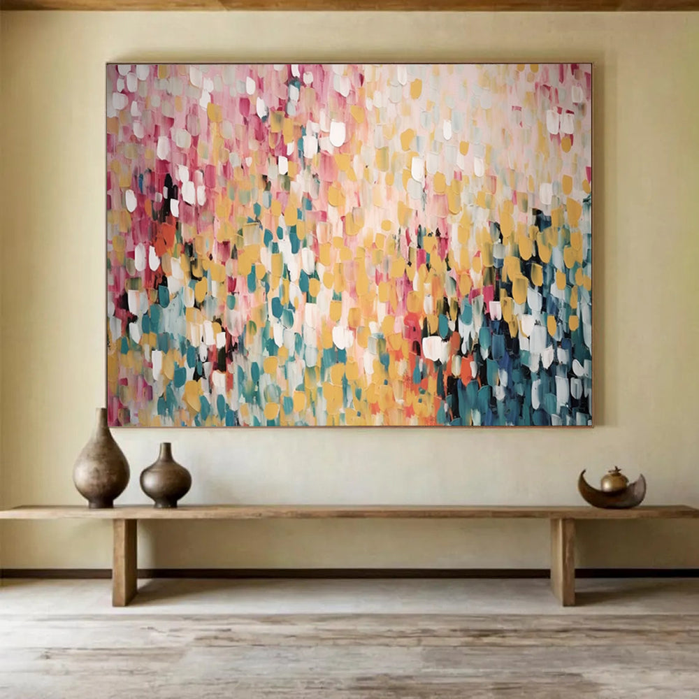 “Colorful Dot Burst” Abstract Pointillism Painting On Canvas DLZ166