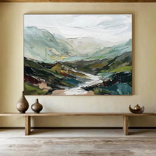“Colorful Mountain Valley” Impasto Landscape Painting On Canvas DKH468