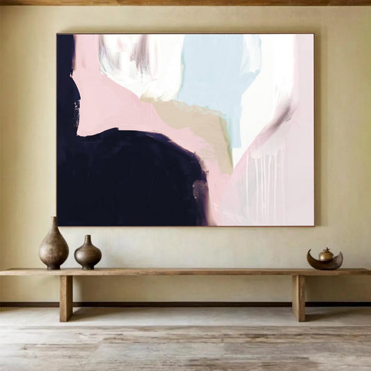 “Soft Pastel Shapes” Minimalist Abstract Painting On Canvas DLZ132