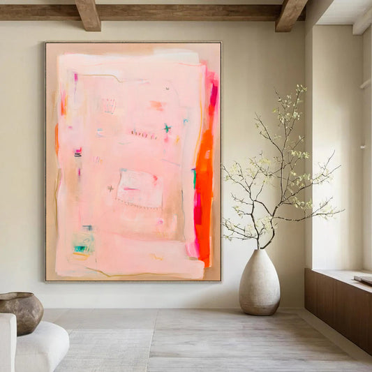 Soft Pinks, Subtle Details - "Blush Whispers" - Abstract Acrylic Painting CT1828