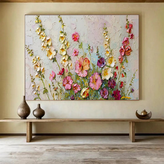 “Colorful Wildflowers”:Impasto Floral Still - Life Painting On Canvas DKH260