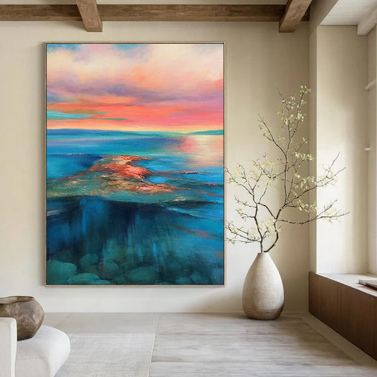 “Colorful Sunset Seascape” - Impressionist Landscape Painting On Canvas DTP018