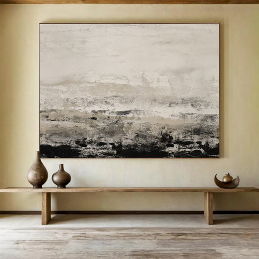 “Neutral Abstract Horizon” Abstract Oil Painting On Canvas DKH445