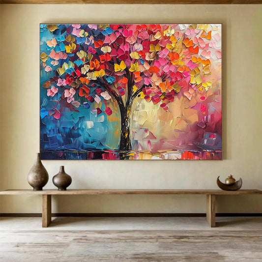 “Rainbow Tree of Life” - Symbolic Impasto Painting On Canvas DKH858