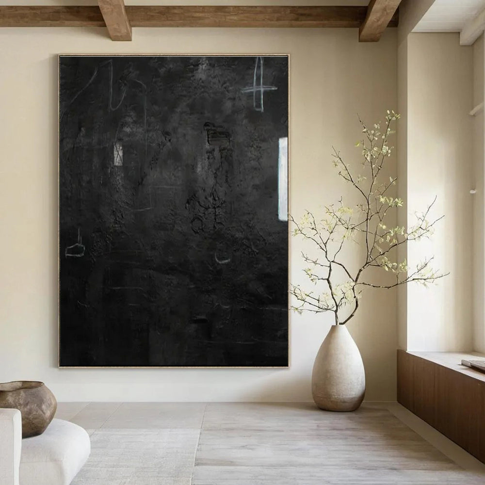 Dark Textured Abstract - Textured Abstract Acrylic Painting CT1416