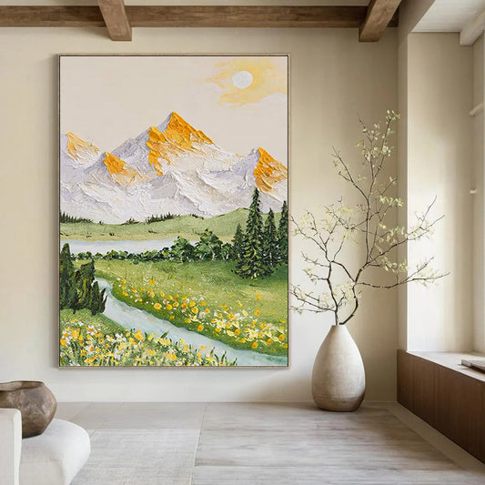 “Sunlit Mountain Landscape” - Colorful Impressionistic Landscape Painting DKH1037