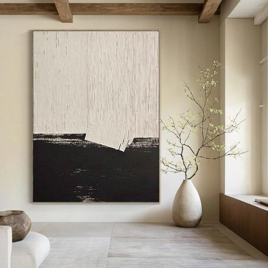 Black and White Minimalist Abstract - Abstract Painting On Canvas DKH1503