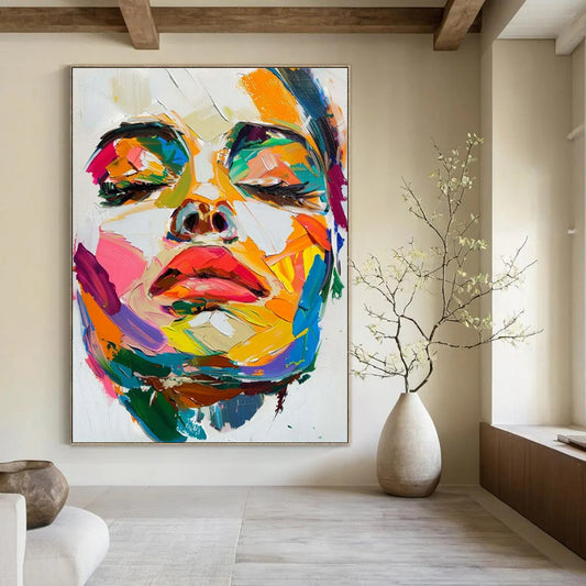 “Colorful Portrait 2” - Vivid Abstract Portrait Painting On Canvas CT2244